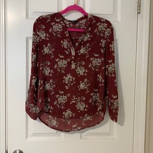 Maroon color floral blouse